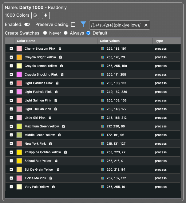Regex color search