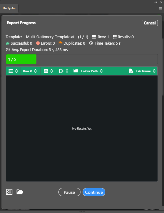 Export Progress dialog