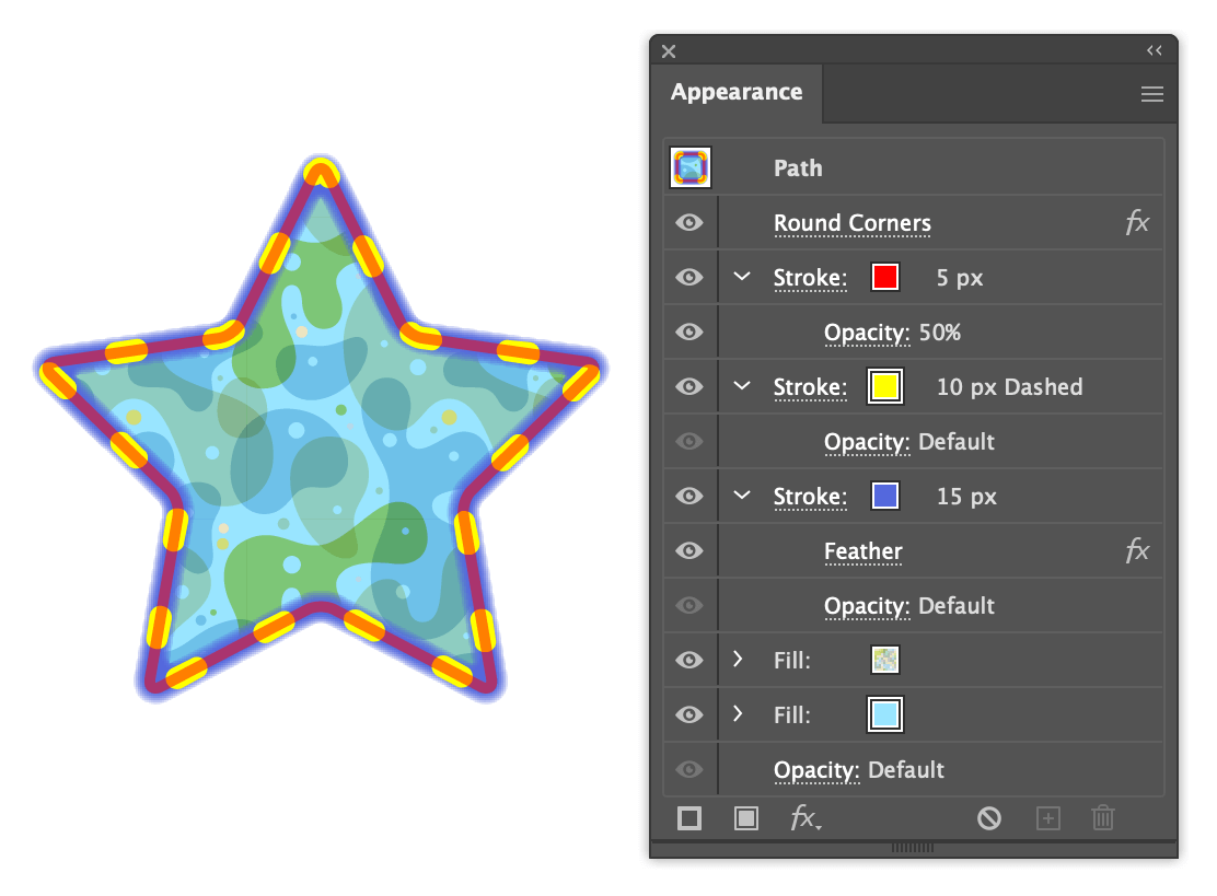 Appearance Panel with multiple strokes Appearance Panel