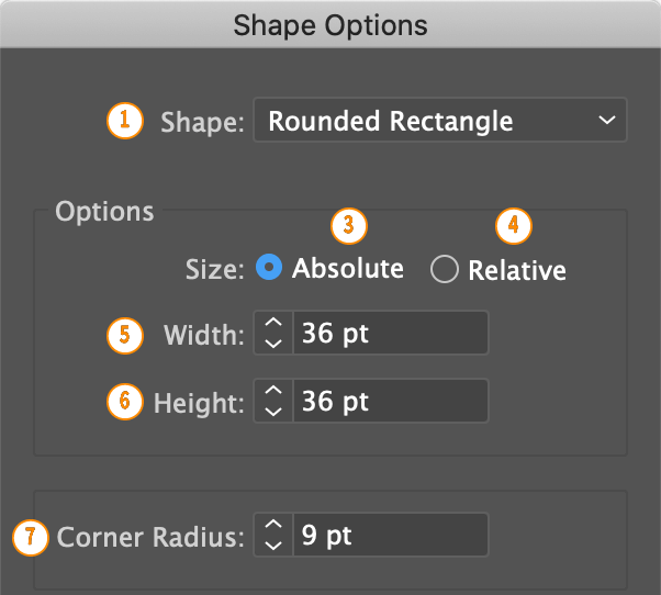 Shapes Options shapes-options