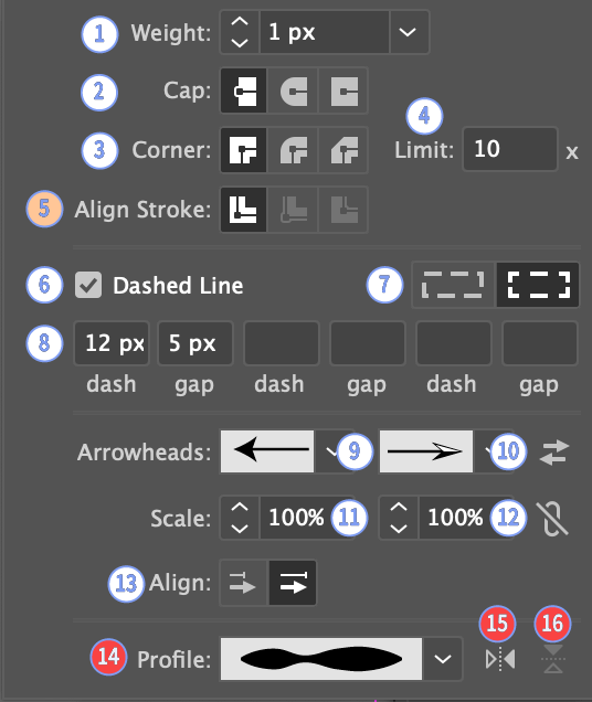 Stroke Panel with multiple strokes Stroke Panel