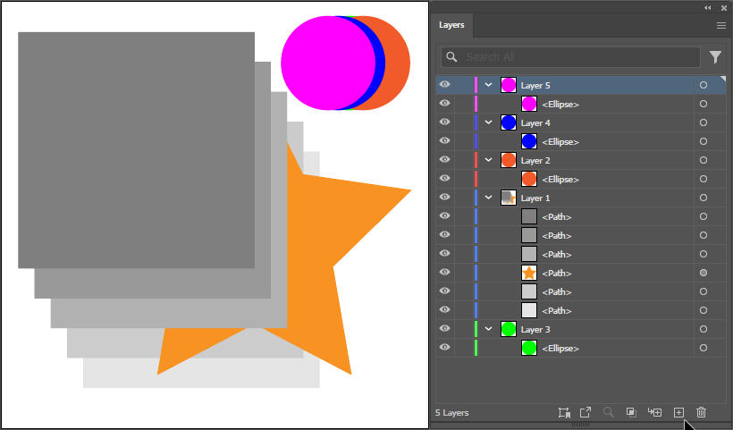 The 3rd layer (from the top) is moved to the bottom in the Document Layer order