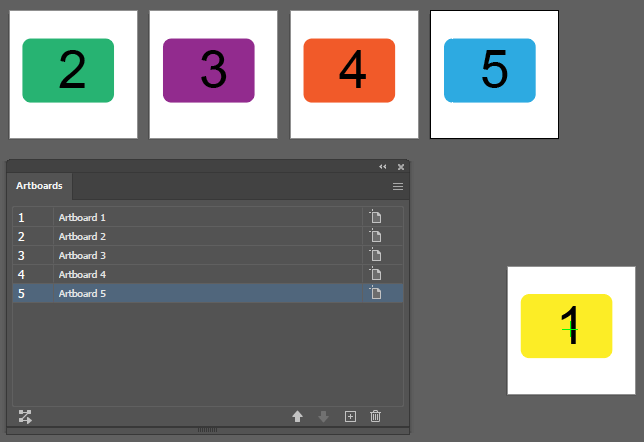 Add a new artboard positioned at top: 1000pt, left: 400pt; with included art and center-mark.