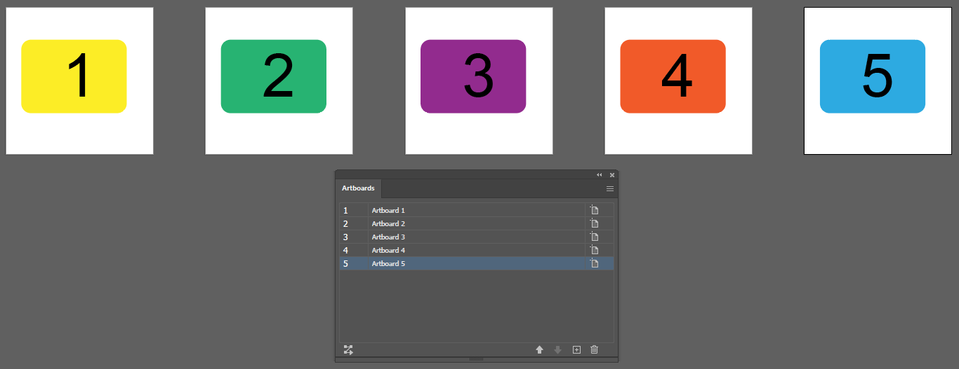 Rearrange artboards into a rows of 5 columns, with a 25mm gap.
