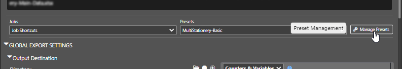 Manage Presets button