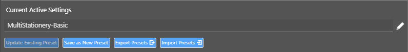 Manage Presets top controls