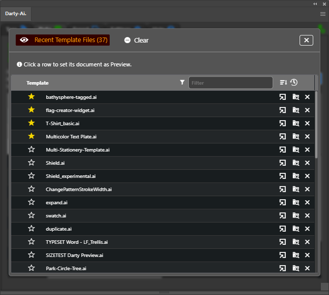 Preview-From Template History Dialog