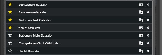 Recent Files Table Rows