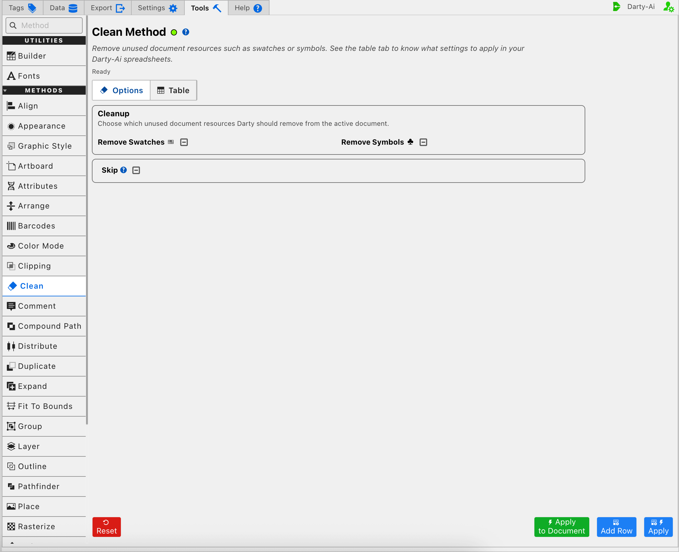 Clean method editor