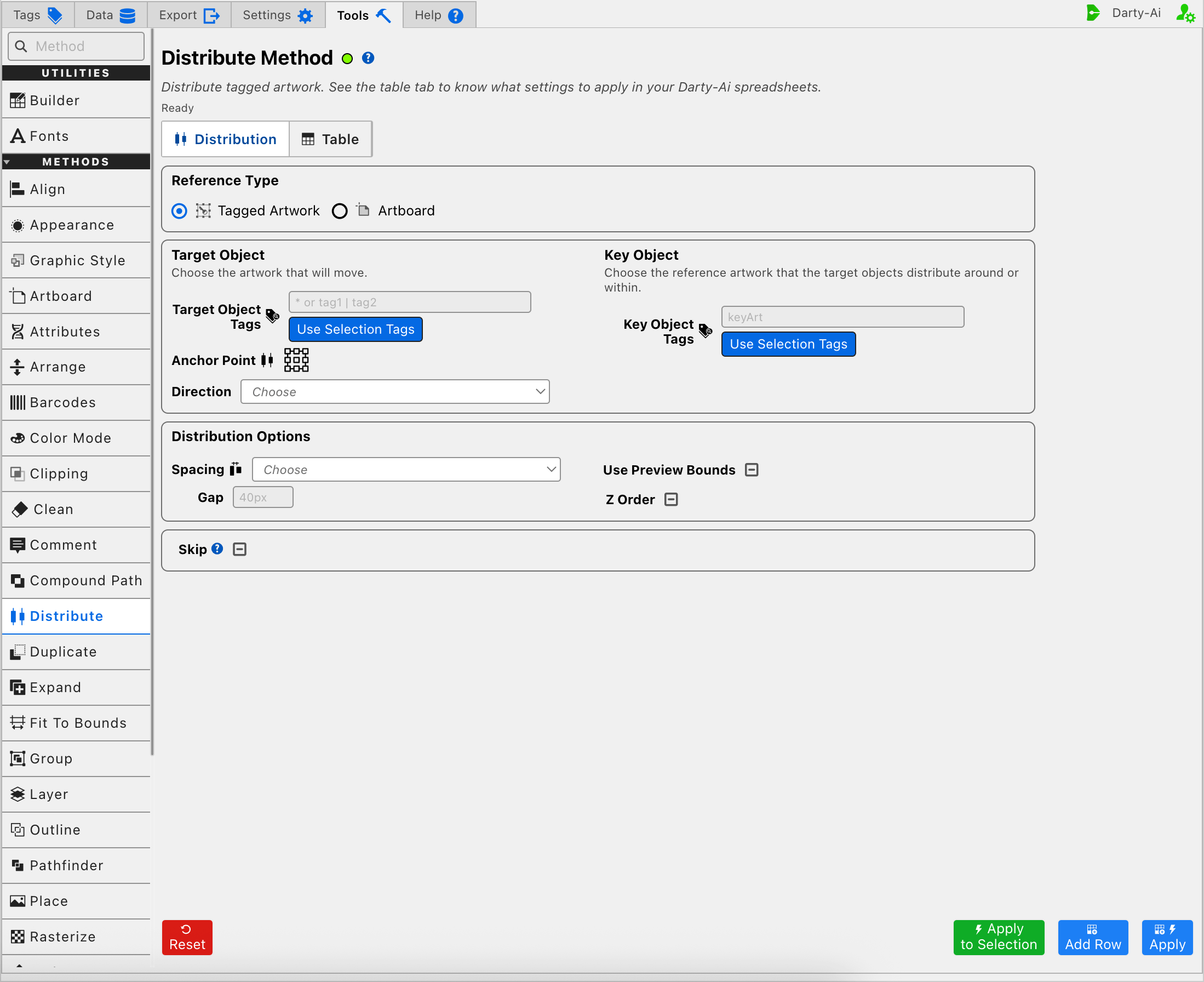 Distribute editor targeting tagged artwork