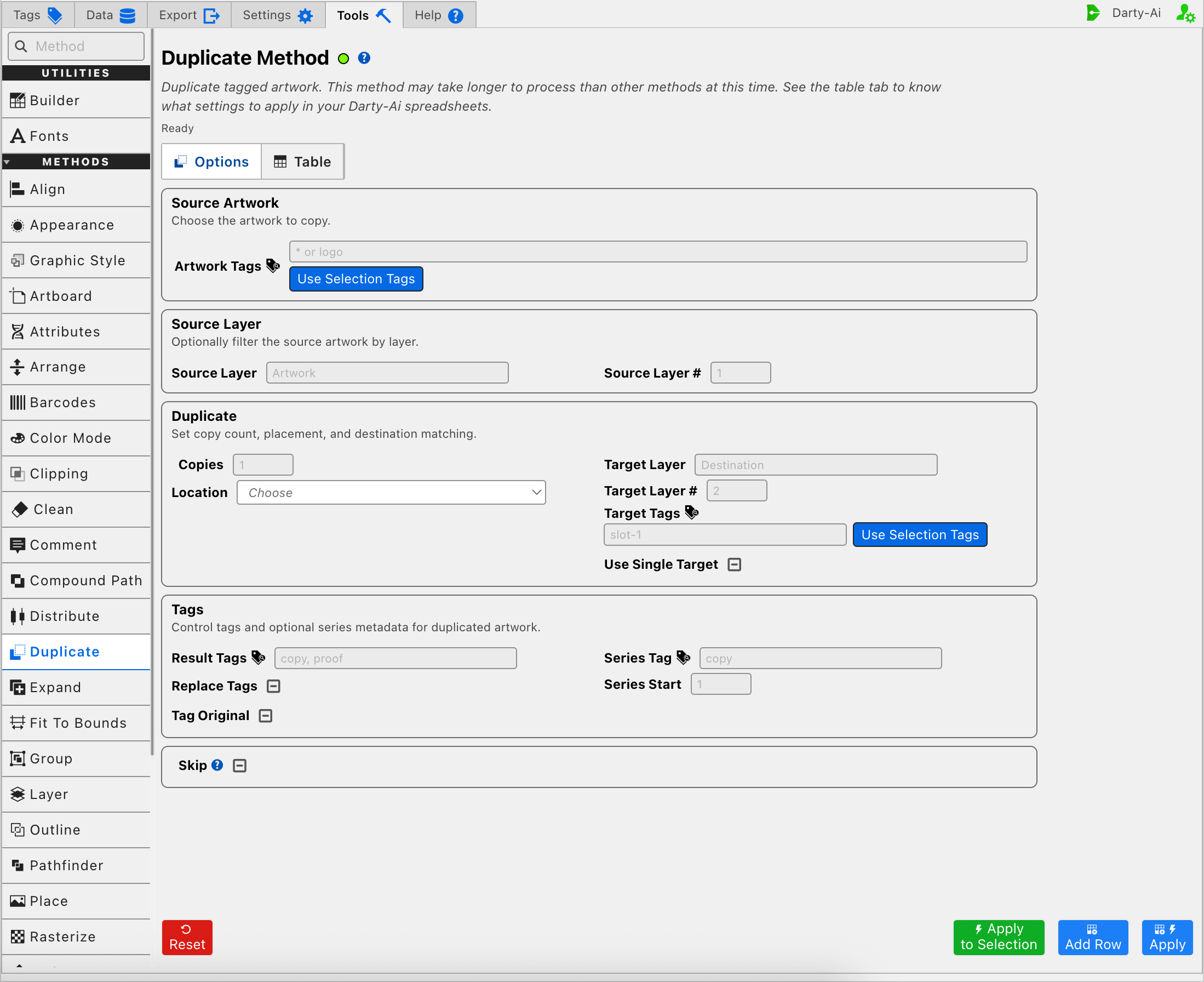 Duplicate method editor