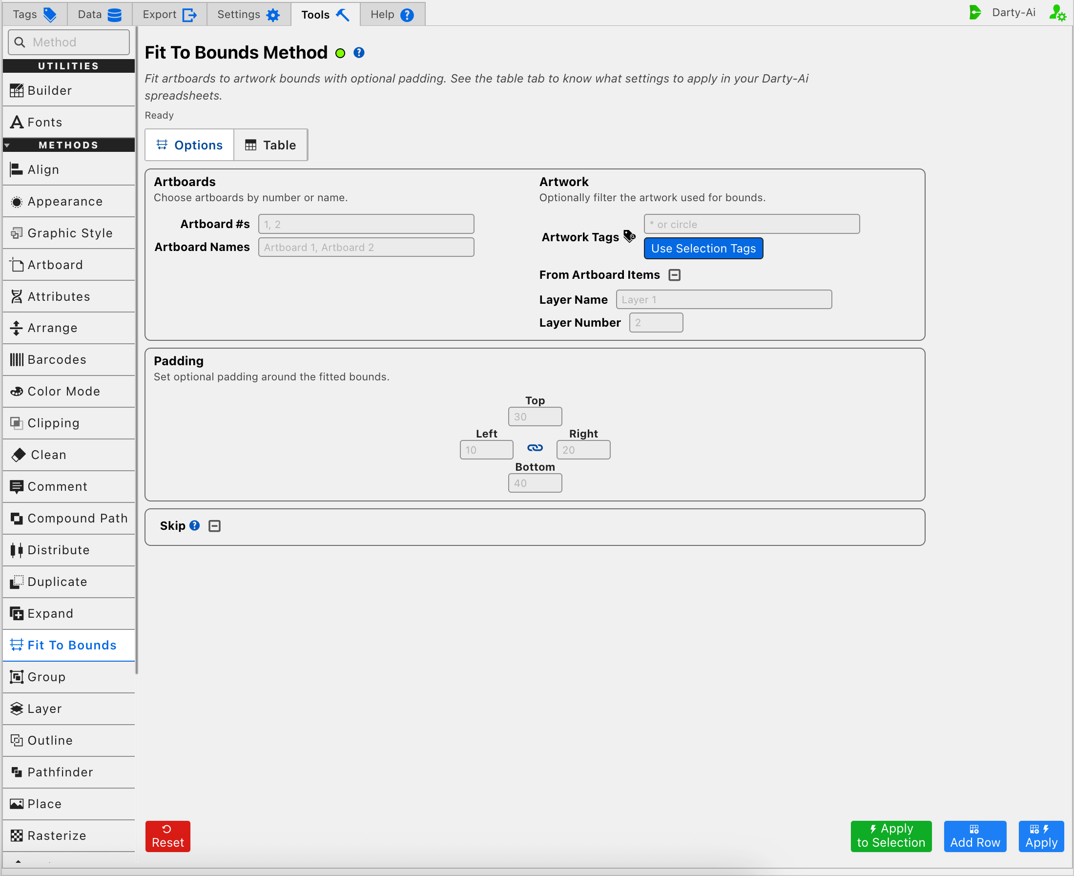 Fit to Bounds method editor