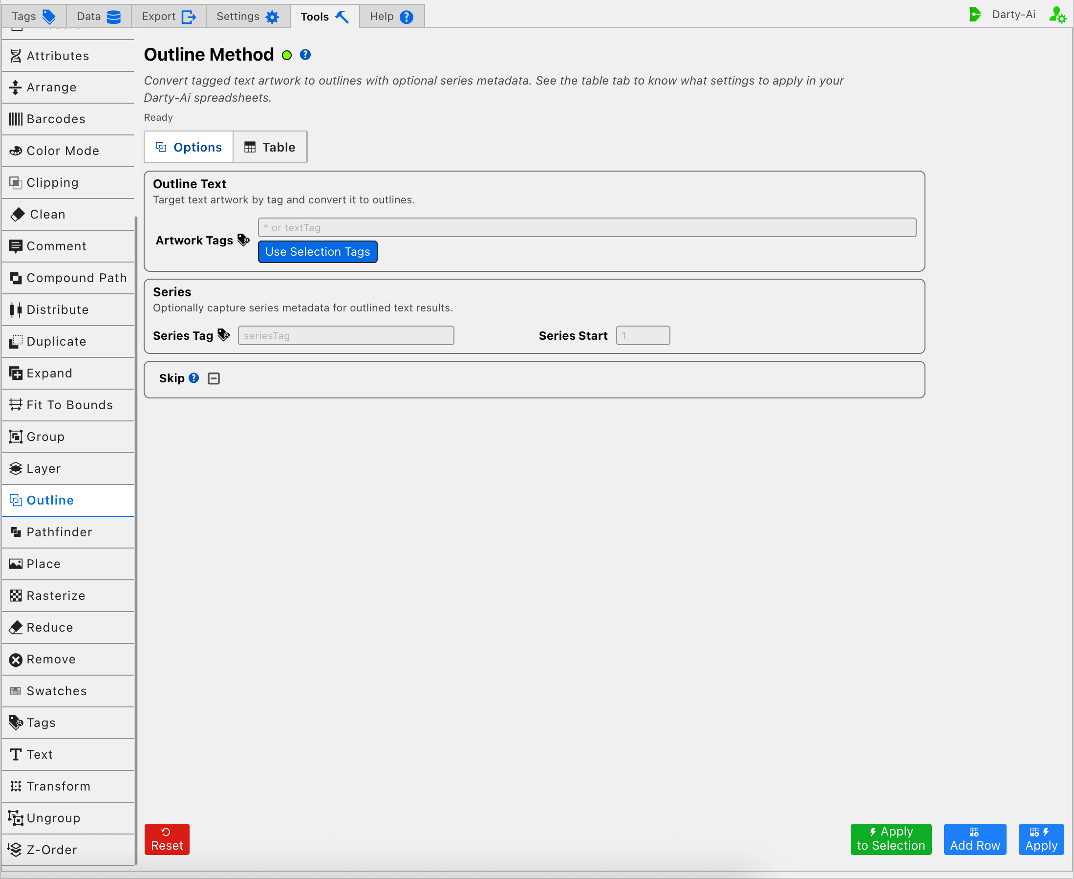 Outline method editor