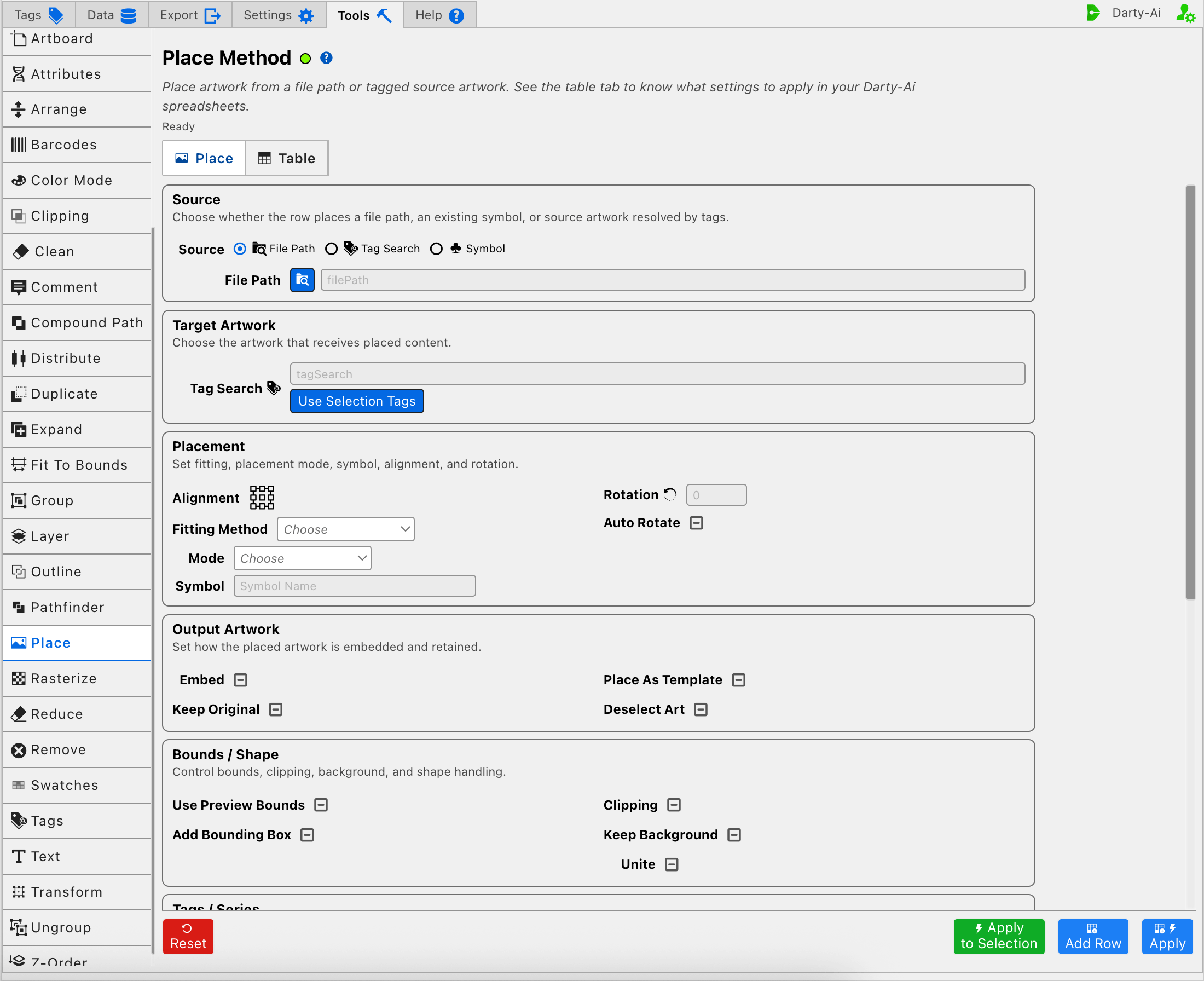 Place editor for File Path, upper section