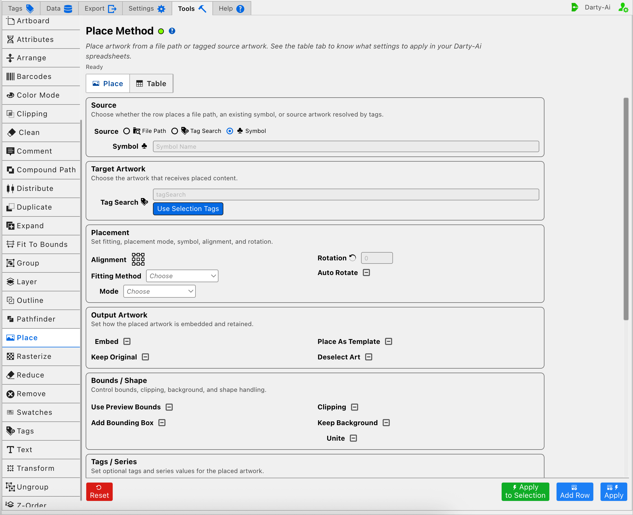 Place editor for Symbol