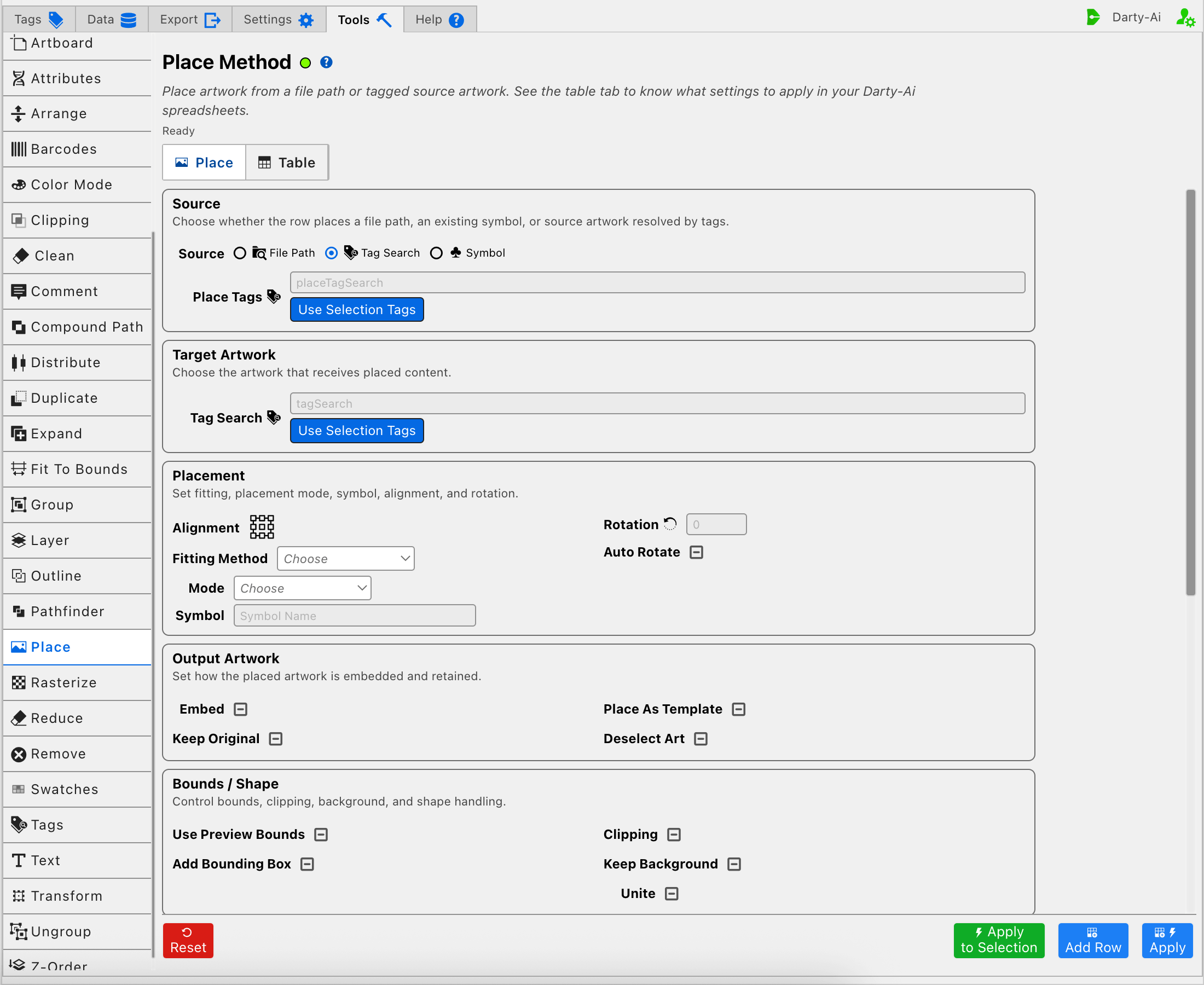 Place editor for Tag Search