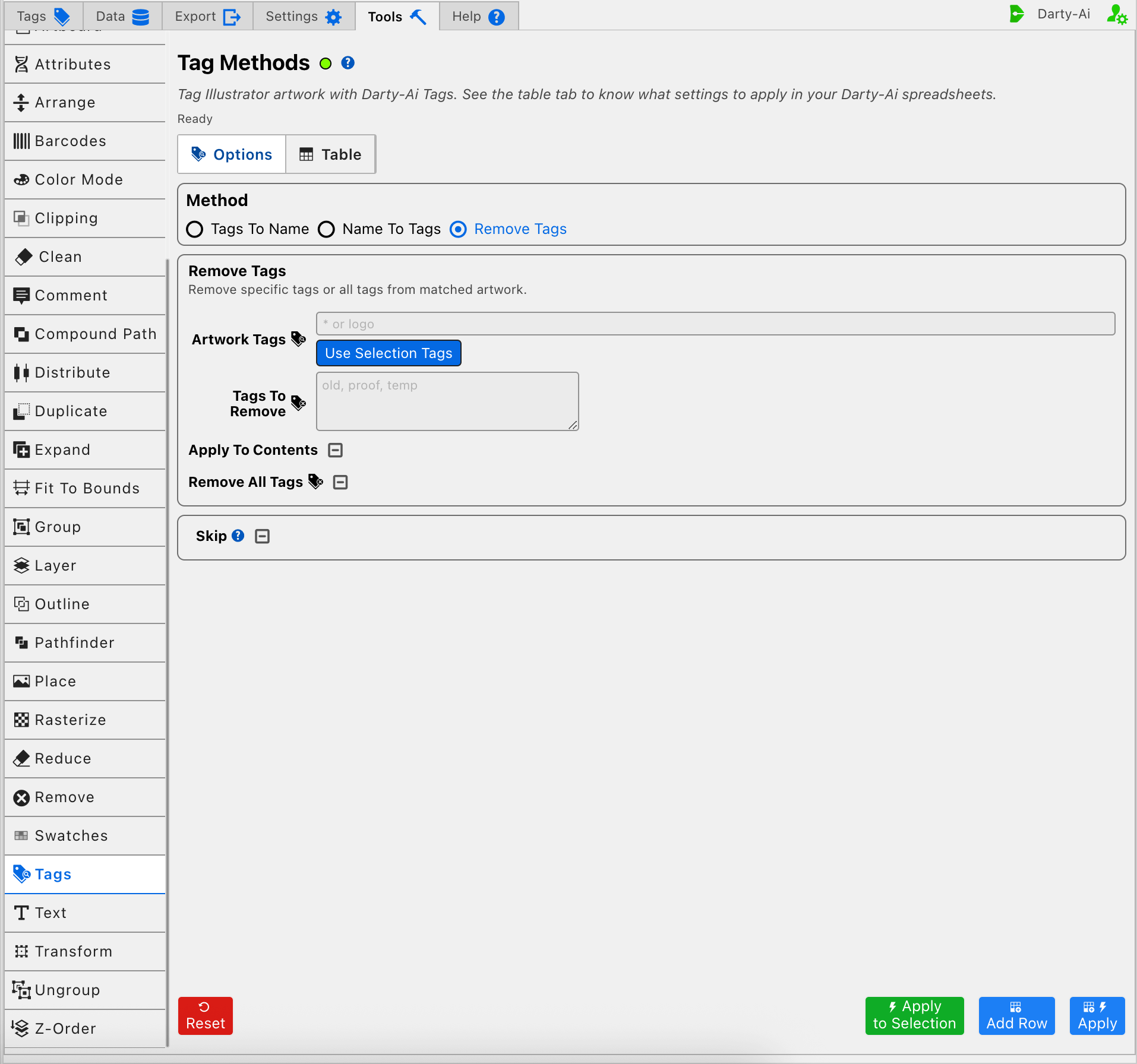 Remove Tags method editor