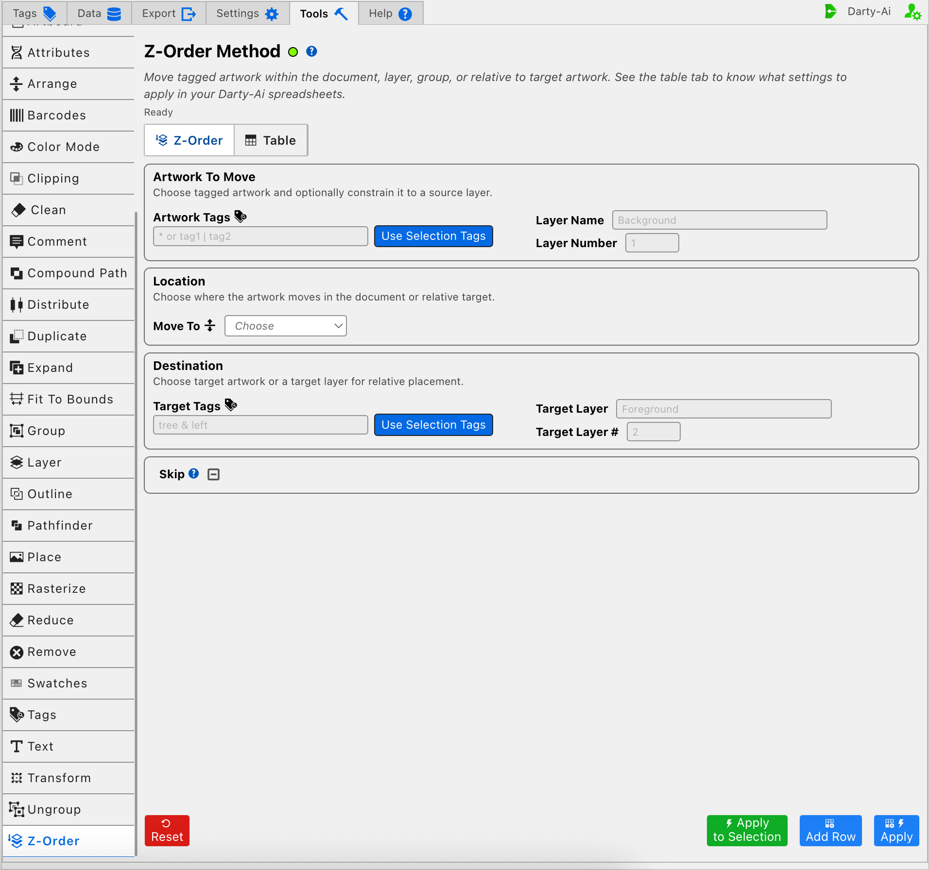 Z-Order method editor