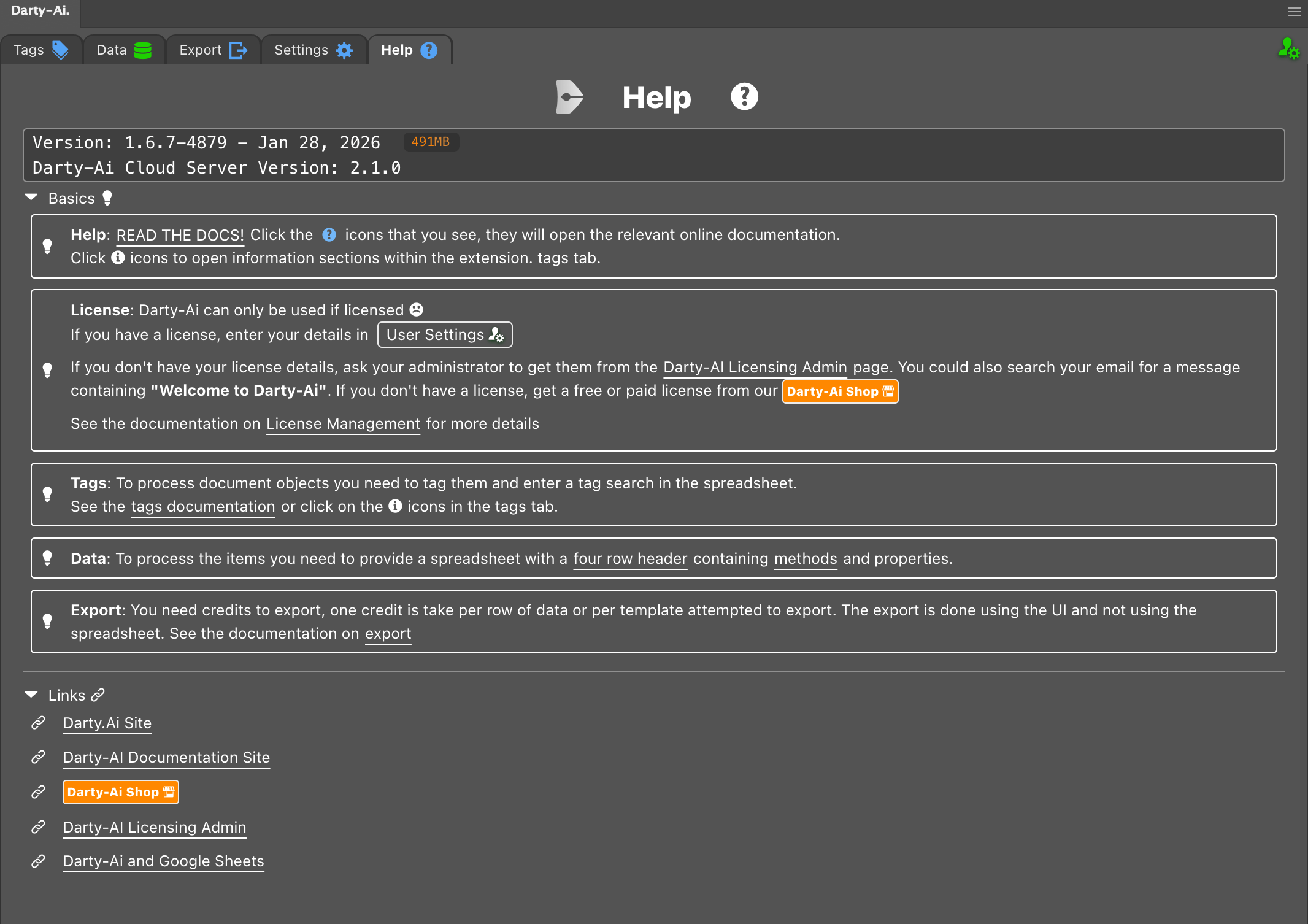 Darty-Ai Help Tab
